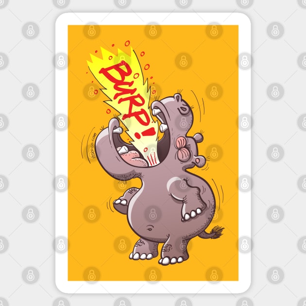 Bold chubby hippopotamus burping loudly with no shame at all Magnet by zooco